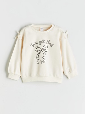 Lc Waikiki Yeni Sezon Bisiklet Yaka Baskılı Kız Çocuk Sweatshirt
