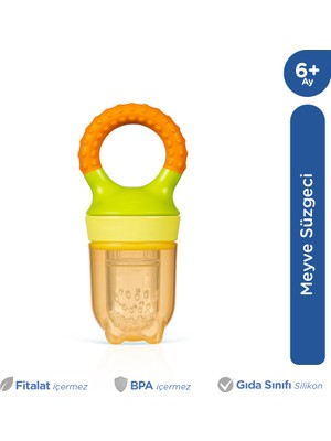 Wee Baby Silikon Meyve Süzgeci Püre Emziği Ve Diş Kaşıyıcı 6+ Ay Turuncu
