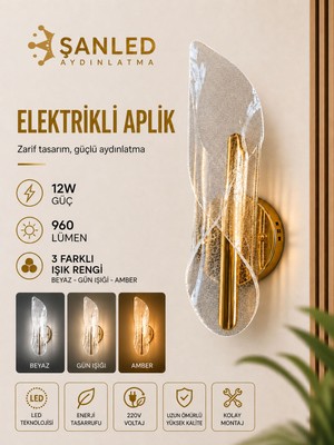 ŞANLED Dekoratif 12W Iç Mekan Bronz Kasa 3 Renkli Işık Modern Duvar Aplik Elektrikli