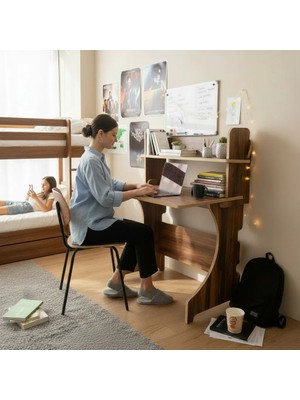 Cet Home Kitaplıklı Çalışma Masası Mdf Ders Çalışma Masası Bilgisayar Laptop Masası Öğrenci Masası Ahşap