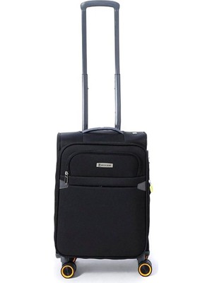 Pierre Cardin Ultra Light Hafif Lüx Kumaş Kabin Boy Valiz Siyah 54 cm ABS Malzeme ile Dayanıklı 04PC6000