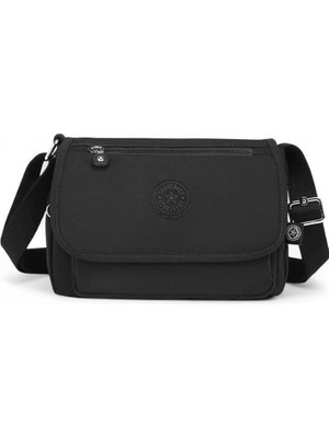 Smart Bags Krinkıl Kumaş Kadın Postacı Çantası 1148 Şık Görünüm Orta Boy Siyah