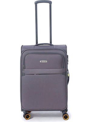 Pierre Cardin Ultra Light Orta Boy Valiz Antrasit 66 cm Hafif ABS Kumaş Özellikli 04PC6000