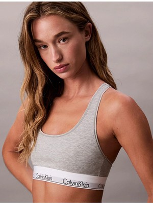 Calvin Klein Kadın Yarışçı Sırtlı Logo Şeritli Bralet - Gri