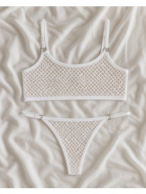 Modi Beyaz Aura File Bralet ve Tanga Takımı