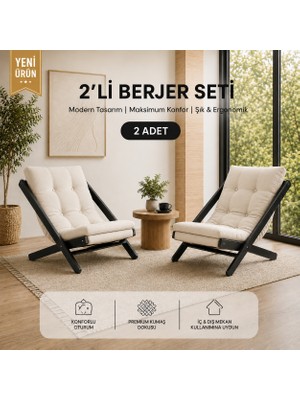 Evdera Mobilya 2li Dinlenme Koltuğu Berjer Balkon Koltuğu Bahçe Kotuğu Tv Sandalyesi