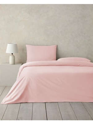 English Home Pure %100 Pamuklu Tek Kişilik Çarşaflı Nevresim Takımı 160X220 cm Toz Pembe