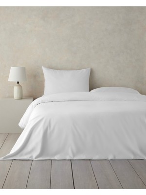 English Home Pure %100 Pamuklu Tek Kişilik Çarşaflı Nevresim Takımı 160X220 cm Beyaz
