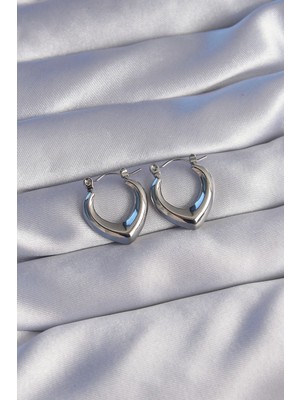 Marsilyan™- 316L Çelik Gümüş Renk Içi Oval Tasarımlı Küpe