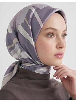 Bushu Çiçek Desenli Twill Eşarp