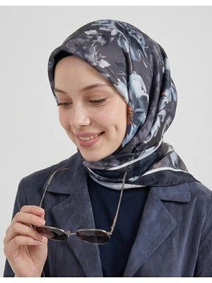 Bushu Çiçek Desenli Twill Eşarp