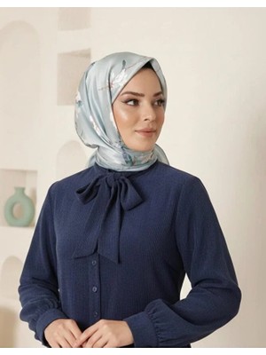 Bushu Çiçek Desenli Twill Eşarp