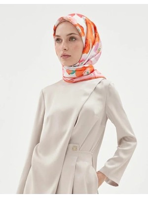 Bushu Çiçek Desenli Twill Eşarp