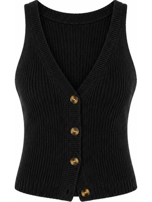 Laluvia Siyah Chic Yelek - 1354