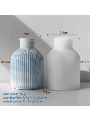 Silabor Alçı & Taş Tozu & Epoksi Hobi Döküm Çalışmaları Için Esnek Silikon Kalıp Vazo Çizgili J-298B