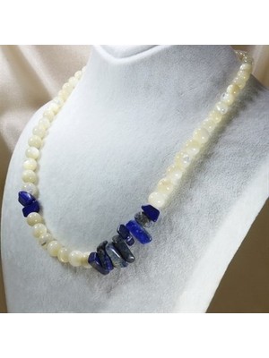Ilgın Doğal Taş Takı Sedef Doğal Taş Kolye - Lapis Lazuli Detaylı