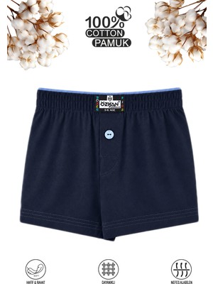 Özkan Underwear Özkan 31223 Erkek Çocuk %100 Pamuklu Yumuşak Boxer Şort Tekli Paket Lacivert Renk