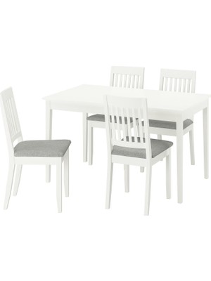 Hobiurun Yemek masası takımı, beyaz-Tibbleby bej/gri, 4 sandalyeli, açılabilir