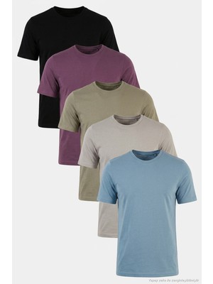 Buratti Pamuklu Regular Fit Bisiklet Yaka 5'li Paket T Shirt Erkek T Shirt 59020204S5