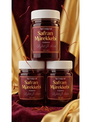 Aktarloji 3 Adet 50 ml Kırmızı Safran Mürekkebi / Orijinal Misk-I Amber ve Gül Suyu ve Hazılanmıştır