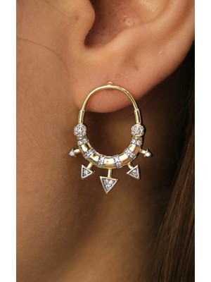 Nish Point Zirkon Taşlı Modern Trend Halka Küpe