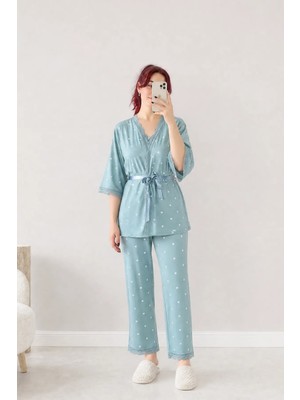 Belendir Kadın 3 Lü Set Pijama Takımı Mint