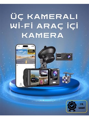 Bşk Virgo Üç Kameralı 1080P Full Hd Araç Içi Kamera – G-Sensörlü ve Gece Görüşlü