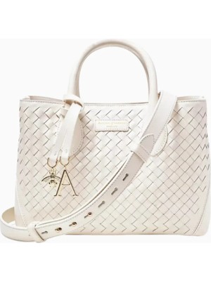 Aspinal Of London Midi London Beyaz Woven Deri Tote Çanta, Şık ve Fonksiyonel Tasarım