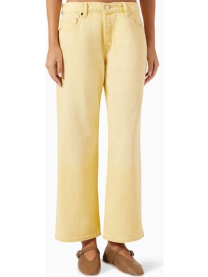 EB Denim Cropped Low-Rise Baggy Jeans - Sarı - Premium Denim Kumaş ile Modern Tarzınızı Yansıtın