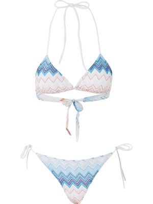 Missoni Çizgili Üçgen Bağlamalı Bikini Seti