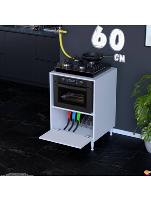 Eliusta Perax 60 cm Kapaklı Set Üstü Ocak Dolabı Fırınlık Kiler Çok Amaçlı Mutfak Modülü 60X87X48 cm Beyaz
