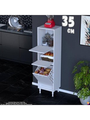 Eliusta Nore 35 cm Iki Kapaklı Tek Sepetli Çok Amaçlı Kiler Dolabı Mutfak Banyo Düzenleyici 35X150X32 cm