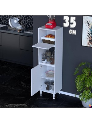Eliusta Rona 35 cm Tek Kapaklı Mutfak Kiler Dolabı Raflı Çok Amaçlı Dolap Banyo Dolabı 35X150X32 cm