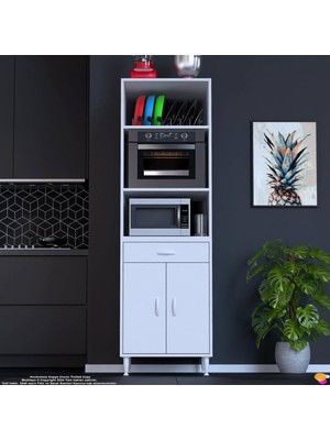 Eliusta Sedef 60 cm Fırın ve Mikrodalga Dolabı Çok Amaçlı Mutfak Kiler Dolabı Kahve Köşesi 60X195X48 cm