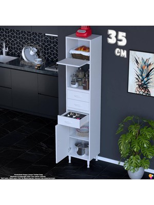 Eliusta Vario 35 cm Çok Amaçlı Mutfak, Bakliyat ve Kahve Köşesi Organizer Modülü Banyo Dolabı- 35X194X32 cm