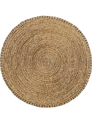 Hobiurun El dokuması jüt halı , deniz sazı-siyah, 74 cm, yuvarlak, düz dokuma