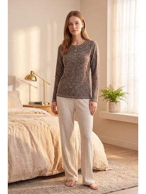 Etoile %100 Pamuklu Uzun Kollu Yumuşak Dokulu Rahat Kesim Pijama Takım 27405