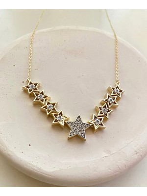 Nish Point Yıldız Model Taşlı Çelik Kolye
