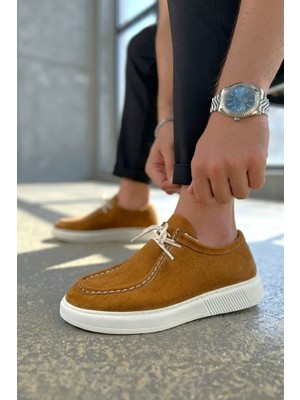 Zerenyus ZRJ170 Yüksek Kalite Bağcıklı Casual Model Erkek Klasik Ayakkabı - Taba Süet