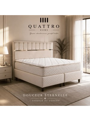 Quattro Home  Douceur Eternelle 3'lü Baza Başlık Herkül Yaylı Ortopedik Çift Kişilik Yatak Seti