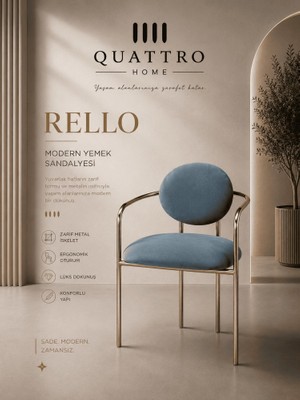 Quattro Home Rello Modern Yemek Sandalyesi Zarif Metal Iskeletli Ergonomik Sandalye