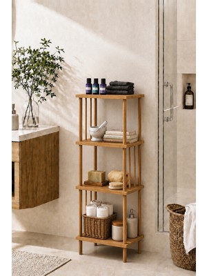 Avmpark Tetra 4 Raflı Banyo Dolabı Kolay Kurulum Raflı Çok Amaçlı Dolap