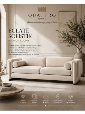 Quattro Home Éclaté Sofistik Krem Silindir Minderli Premium Koltuk