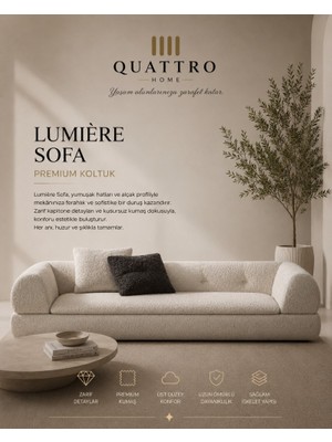 Quattro Home Lumière Sofa Krem Alçak Profilli Premium Koltuk