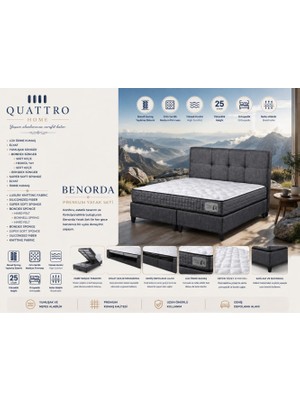 Quattro Home  Benorda Premium Yatak Seti Orta Sert Bonel Yaylı Ortopedik Çift Kişilik Yatak Takımı