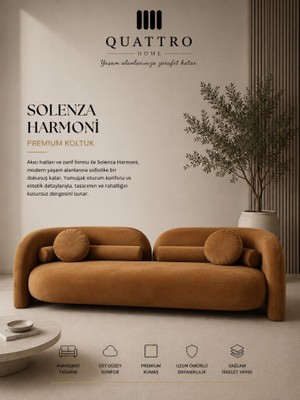 Quattro Home Solenza Harmoni Taba Yuvarlak Hatlı Premium Koltuk