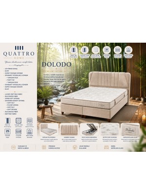 Quattro Home  Dolodo Çift Kişilik Yatak Seti Ortopedik Pocket Yaylı Yatak Baza Başlık Takımı
