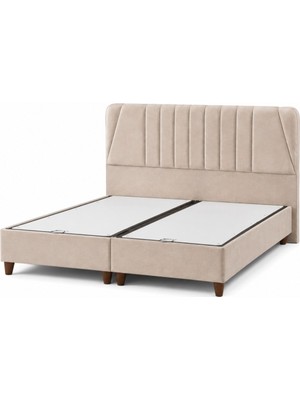 Quattro Home  Dolodo Çift Kişilik Bej Depolamalı Baza Başlık Seti