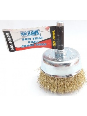 TeknoKapsül Hawk HA10145 Pimli Sarı Tel Çanak Fırça 50 mm