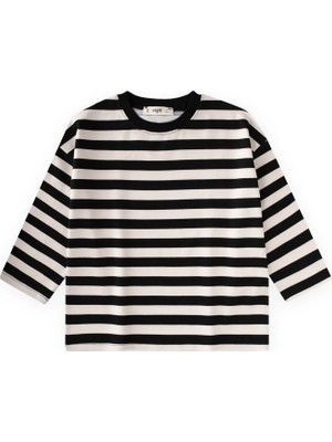 Cigit Oversize Mevsimlik T-Shirt 2-10 Yaş Arası Siyah Çizgili